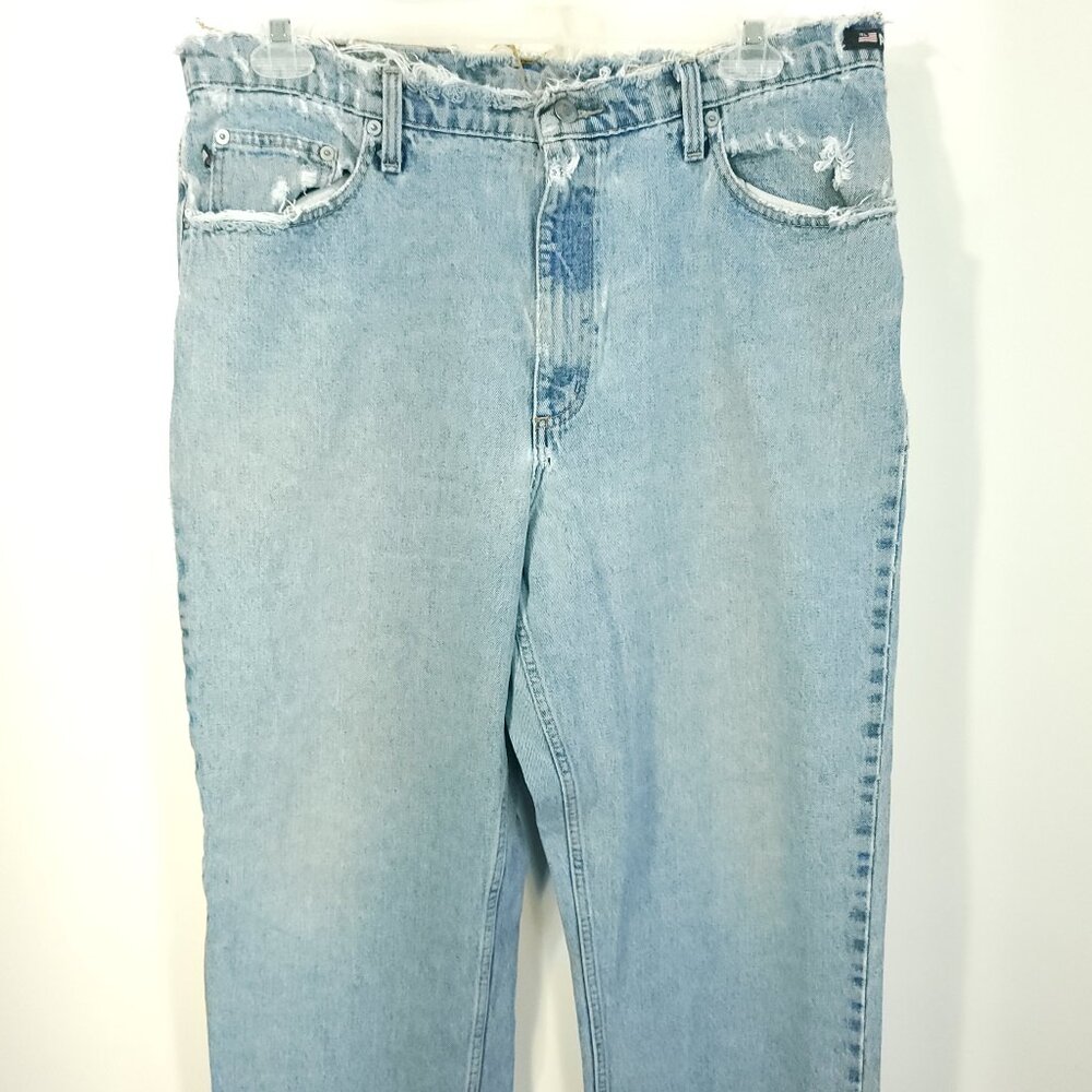 Ralph Lauren Polo Jeans Company Denim Mens 36x34 67 Loose Fit Destroyed Thrashed